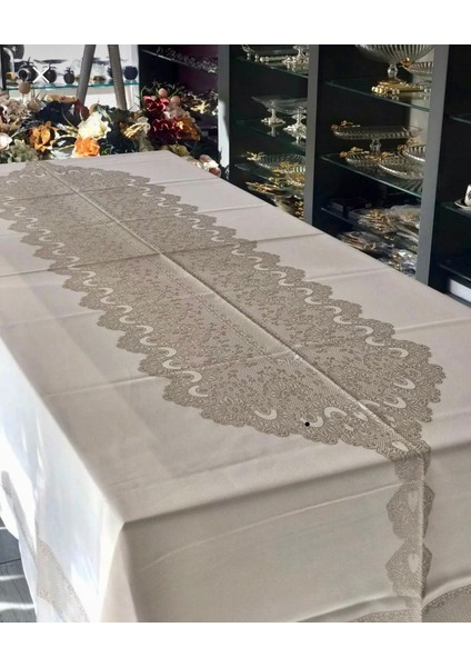 Avangarde Ipeksi Leke Tutmaz Su Tutmaz Dertsiz Taş Renkli Dikdörtgen Masa Örtüsü 160 x 260 cm Makinede Yıkamaya Uygun.