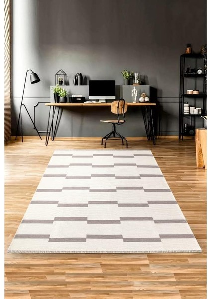 Home Çift Taraflı Makinada Yıkanabilir Modern Desenli Dokuma Kilim Karessa 5 (60X100)