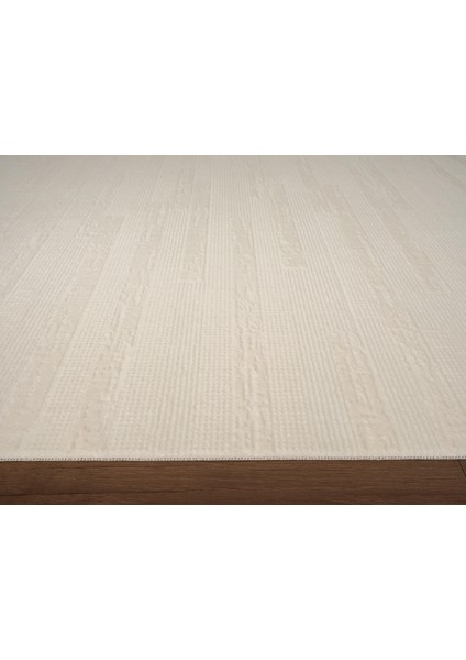 Armony AR013W Beyaz Halı Modern Desenli Akrilik Pamuk Taban Tozu Az Salon Halısı Yatak Odası Koridor
