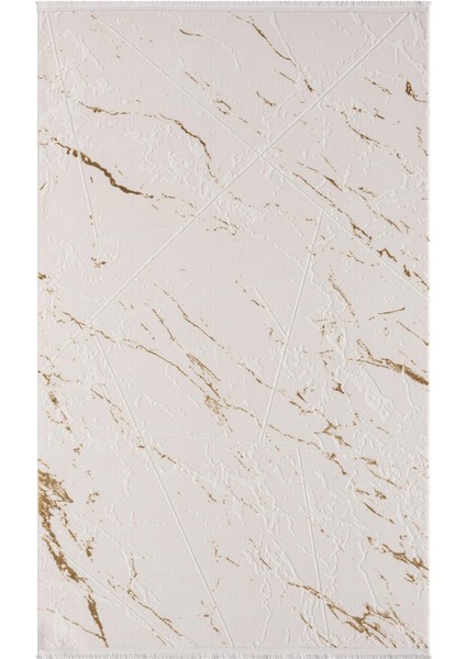 Scala SC009A Beyaz Halı Modern Desenli Tozu Az Akrilik Salon Halısı Yatak Odası Mutfak Koridor