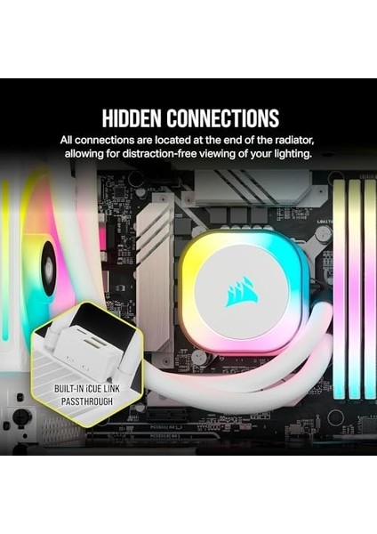 Icue Link H150I Rgb Liquid Cpu Cooler - 360MM Aıo - QX120 Rgb Fanlar - Intel® Lga 1700, Amd® Am5 Için Uygundur - Hub Icue Link Sistemi Dahil - Beyaz