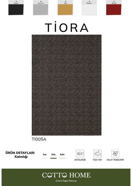 Tiora TI005A Antarit Jüt Halı Naturel Sisal Örme Hasır Modern Yıkanabilir Dayanıklı Tozu Yok