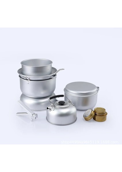Sofra Eşyası Tarzı Kamp Tencere Seti Açık Alüminyum Pişirme Seti Su Isıtıcısı Tava Pot Seyahat Yürüyüş Barbekü Sofra Ekipmanları Katman Yok (Yurt Dışından) modelleri