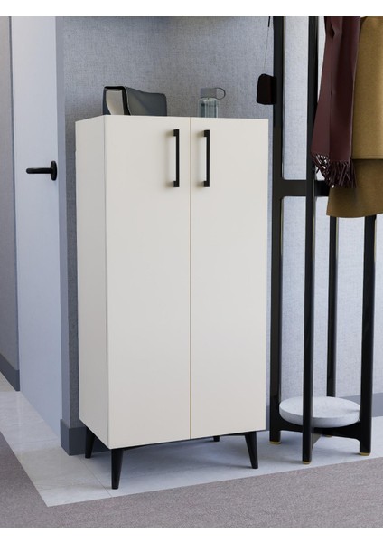 4 Raflı Kapaklı Ahşap Ayakkabılık | Modern Dresuar | Kiler Dolabı, Çok Amaçlı Dolap, Vizon, %100 Mdf (AYK02) indirimleri