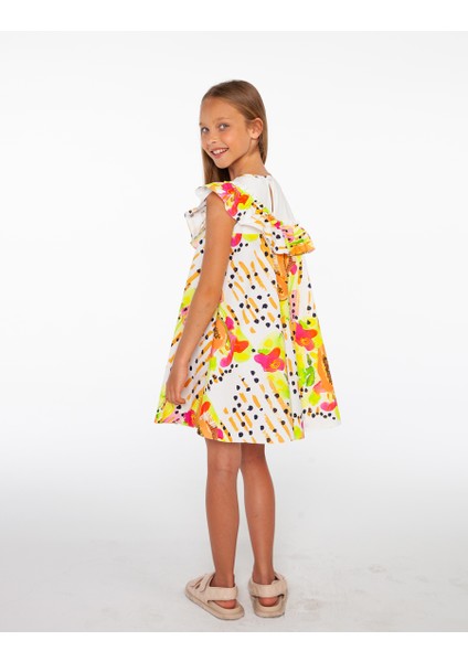 Papaya Desenli, Rahat Kalıp Kız Çocuk Elbise modelleri