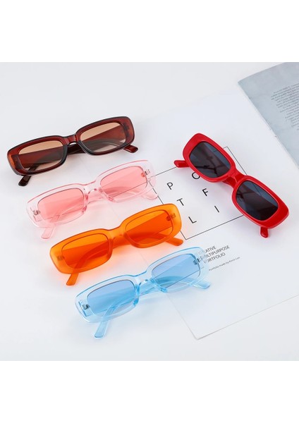 C09 Mavi Stil 2021 Retro Kare Güneş Gözlükleri Lüks Seyahat Küçük Dikdörtgen Güneş Gözlüğü Erkek Kadın Vintage Uv Rotection Plaj Gözlükleri (Yurt Dışından) indirimleri