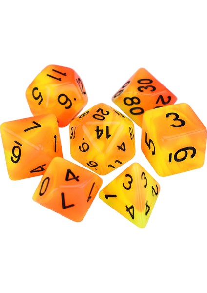 Turuncu Sarı Stil Glow In The Dark Polyhedral 7-Die Iki Ton Zar Seti D4 D6 D8 D10 D% D12 D20 Masa Oyunları Için Rpg Dnd (Yurt Dışından)
