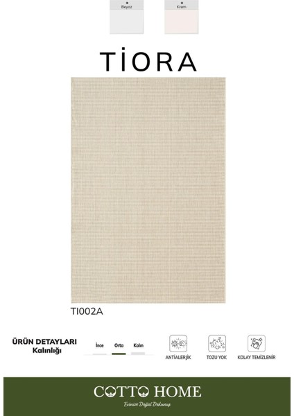 Tiora TI002A Krem Jüt Halı Naturel Sisal Örme Hasır Modern Yıkanabilir Dayanıklı Tozu Yok fiyatları