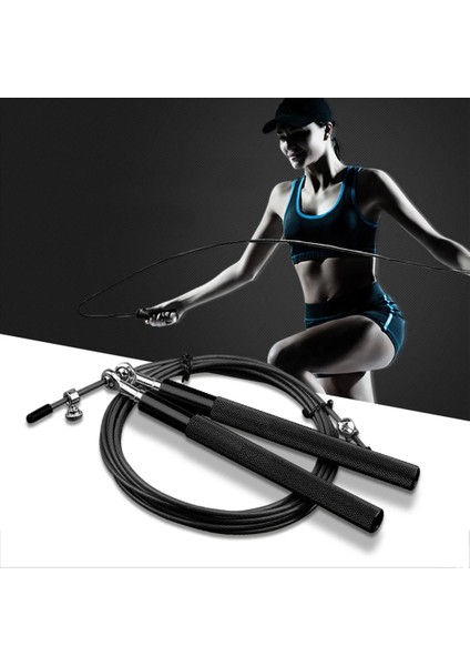 Siyah Stil Atlama Hızı Atlama Ipi Alüminyum Ayarlanabilir 3 M Metal Rulman Kolu Boks Fitness Egzersiz Eğitimi Için Atlama Ipi (Yurt Dışından)