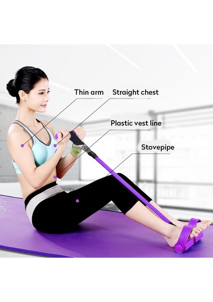 4 Tüp Mor Tarzı Fitness Kürekçi Direnç Bantları Elastik Çekme Halatları Egzersiz Göbek Direnç Bandı Ev Jimnastik Eğitimi Taşınabilir Egzersiz Ekipmanları (Yurt Dışından)