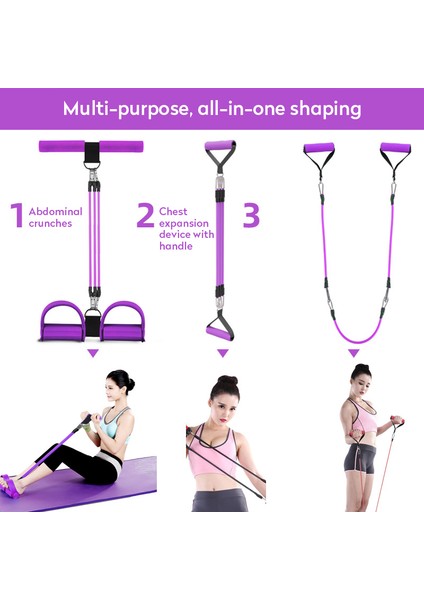 4 Tüp Mor Tarzı Fitness Kürekçi Direnç Bantları Elastik Çekme Halatları Egzersiz Göbek Direnç Bandı Ev Jimnastik Eğitimi Taşınabilir Egzersiz Ekipmanları (Yurt Dışından)