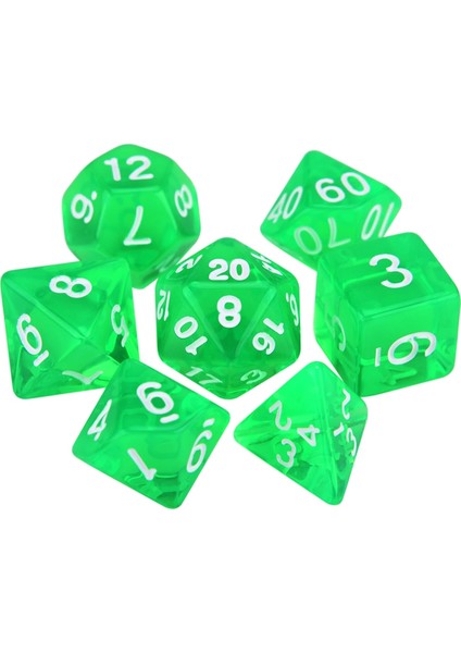 Yeşil Stil Dnd Çokyüzlü 7-Die Yarı Saydam Zar Komple Set D4 D6 D8 D10 %d D12 D20 Trpg Için (Yurt Dışından)