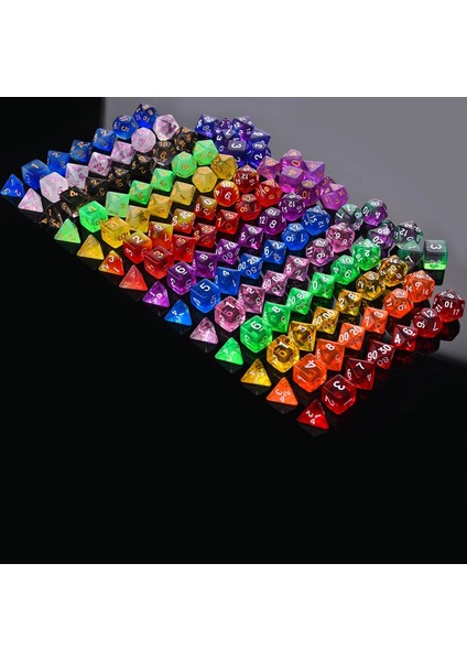 Yeşil Stil Dnd Çokyüzlü 7-Die Yarı Saydam Zar Komple Set D4 D6 D8 D10 %d D12 D20 Trpg Için (Yurt Dışından) modelleri