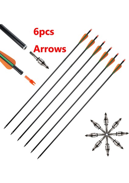6 Adet Tarzı Huntingdoor Cam Elyaf Avcılık Okları 80CM Çap 8mm Plastik Tüy Çocuk Pratice Okçuluk Için Değiştirilebilir Ok Noktası (Yurt Dışından)