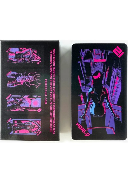Neon Ay Tarot Güverte Stili Neon Moon Tarot Deck - Tuck Box ile Cep Boyutu Eğlence Partisi Masa Oyunu Pdf Rehberi ile Falcılık Oracle Kartları (Yurt Dışından)
