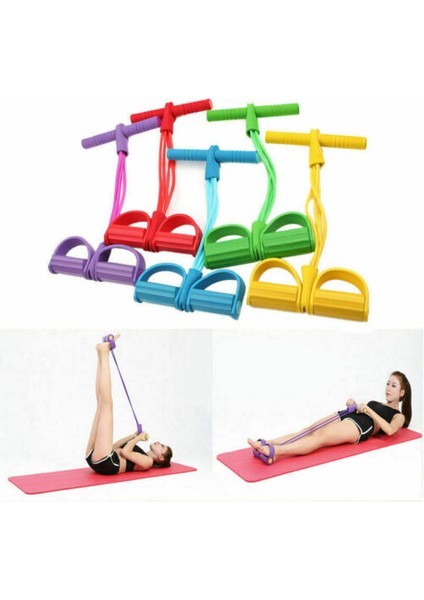 Mor Tarzı Fitness Sakız 4 Tüp Direnç Bantları Lateks Pedal Egzersizi Mekik Çekme Halatı Genişletici Elastik Bantlar Yoga Ekipmanı Pilates Egzersizi (Yurt Dışından) fırsatları