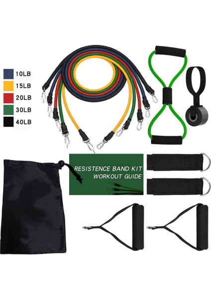 12 Adet Yeşil Set Stili Ull Halat Direnç Bantları Atlama Ipi ile Set Kapı Çapa Ayak Bileği Askıları Ev Spor Salonu Egzersizi Için 8 Şekilli Streç Bant Kolları (Yurt Dışından)