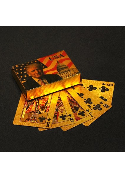 Bir Stil Yeni Gelmesi Başkan Trump Paketi Poker 24 K Altın Oyun Kartı Aşınmaya Dayanıklı Texas Bakara Su Geçirmez Sihirli Hileler Hediye (Yurt Dışından) fırsatları