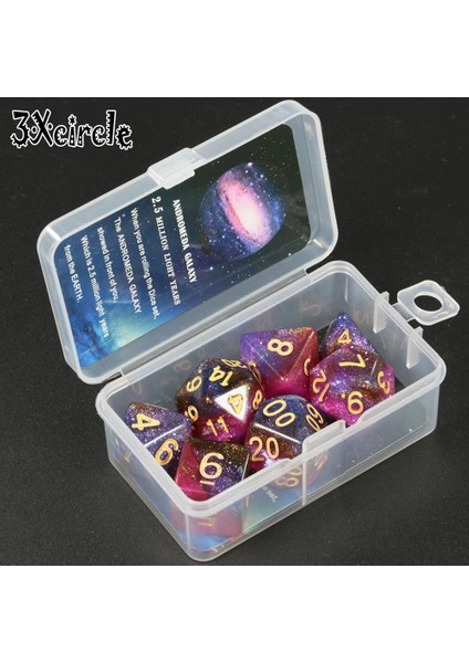 Andromeda Galaxy-B Stili Romantik Evren Galaxy Zar 7 Piecesset + Dnd Rpg Oyunları Için Pu Deri Çanta Satış Öncesi Yıldızlı Dices Noel Hediyesi (Yurt Dışından)