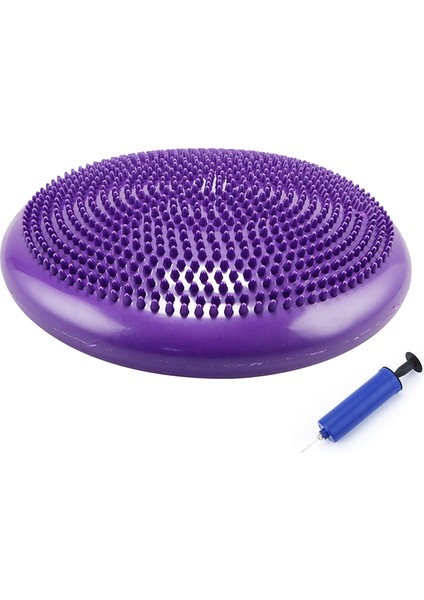 Mor Tarzı 33CM Şişme Pvc Denge Yastığı Topu Denge Plakası Kalınlaşmış Patlamaya Dayanıklı Yoga Denge Topu Masaj Yastığı Pompalı (Yurt Dışından)