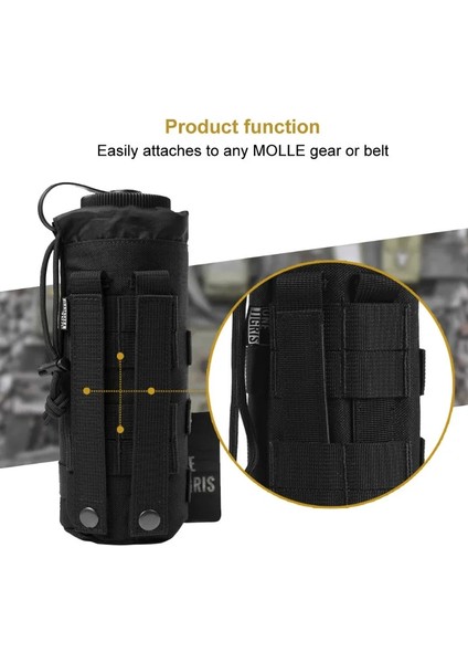 Siyah Stil Onetigris Outdoor Molle Su Şişesi Kılıfı Ipli 1000D Taktik Şişe Tutacağı Nemlendirme H2O Taşıyıcı Ordu Su Isıtıcısı Çantası (Yurt Dışından)