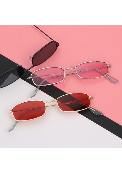 Altın Kırmızı Stil 2021 Unisex Metal Çerçeve Dikdörtgen Güneş Gözlüğü Moda Küçük Retro Shades UV400 Gözlük Erkekler Kadınlar Için Sürüş Gözlük Gözlük (Yurt Dışından) modelleri