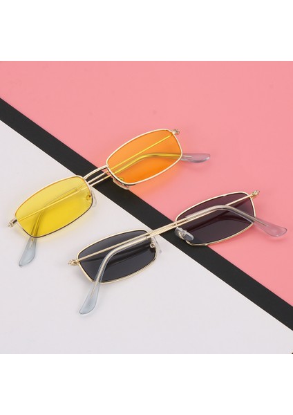 Altın Kırmızı Stil 2021 Unisex Metal Çerçeve Dikdörtgen Güneş Gözlüğü Moda Küçük Retro Shades UV400 Gözlük Erkekler Kadınlar Için Sürüş Gözlük Gözlük (Yurt Dışından) fırsatları