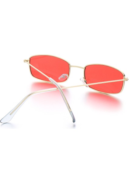 Altın Kırmızı Stil 2021 Unisex Metal Çerçeve Dikdörtgen Güneş Gözlüğü Moda Küçük Retro Shades UV400 Gözlük Erkekler Kadınlar Için Sürüş Gözlük Gözlük (Yurt Dışından) indirimleri