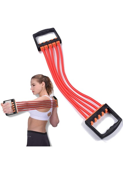 Kırmızı Stil Meslek Direnci Göğüs Genişletici Güçlü Kablo Bandı Çektirme Egzersiz Fitness Çıkarılabilir 5 Lateks Tüp Yaylı Egzersiz Aleti (Yurt Dışından) fırsatları