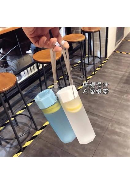 C7-380ML Stili 380ML Portable Frosted Water Cup With Rope Leak-Proof Plastic Outdoor Sports Travel Hiking Water Bottle Student Drink Bottle (Yurt Dışından) fırsatları