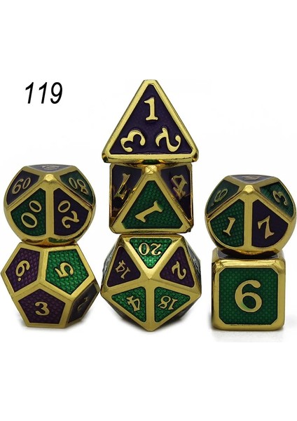 NO.119 Stili Dados Rpg Zar Masası Oyunları Satış Promosyonu Çokyüzlü Metal Zarlar Çinko Alaşımlı Sayısal Dnd Zar 7 Set D4 D6 D8 D10 D12 D20 (Yurt Dışından)