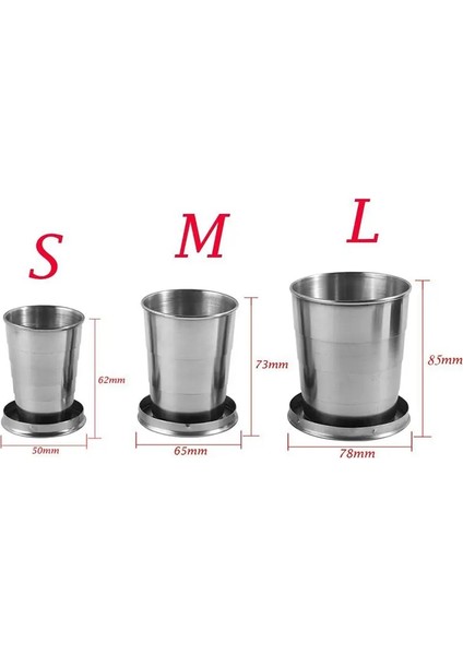 M 3 Kat 140ML Cu Stili Mini Paslanmaz Çelik Şarap Kadehleri ​​taşınabilir Açık Kamp Seyahat Katlanır Katlanabilir Metal Içme Bardakları Teleskopik Kupa (Yurt Dışından)