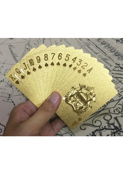 Sarı Stil Plastic Playing Cards Waterproof Golden Poker Black Collection Black Diamond Poker Cards Hot Gift Standard Playing Cards (Yurt Dışından)