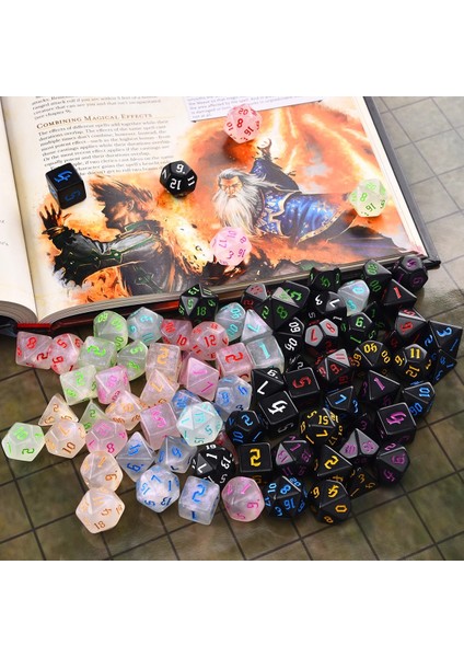 Sarı A Stili Trpg Dnd Için Yanardöner Glitter Çokyüzlü 7-Die Zar Seti D4 D6 D8 D10 D% D12 D20 (Yurt Dışından)