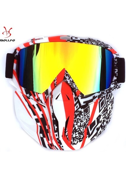 HXSBF65808 Stili Bollfo Kayak Snowboard Gözlükleri Kar Araci Kayak Gözlüğü Rüzgar Geçirmez Kayak Cam Motokros Ağız Filtreli Güneş Gözlüğü Earware (Yurt Dışından)
