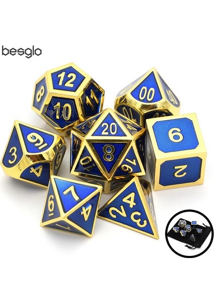 NO.489 Stili Rpg Dnd Mtg Masa Oyunları Için Metal Zar Emaye Boya Siyah Ipli Kılıf Seti (Yurt Dışından)