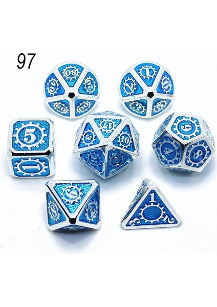 No.97 Stili Zar Oyunu Rpg Mtg Masa Oyunları Için Kılıflı 2019 Mekanik Stil Metal Zar D4 D6 D8 D10 D12 D20 Set Dnd Dices (Yurt Dışından)