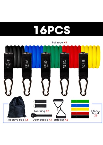 150LBS-11PCS-RENK B Stili Adet Fitness Direnç Tüp Bandı Yoga Salonu Streç Çekme Halatı Egzersiz Eğitimi Genişletici Kapı Çapa Kolu Ayak Bileği Kayışı (Yurt Dışından) fiyatları