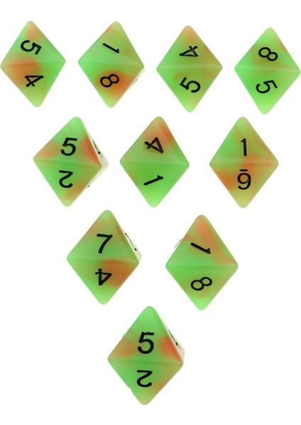 Yeşil Turuncu Tarzı Ded Zar Seti D8 Dices Oyunlar Için Parlak Renkler Casino Hediyeler Öğretim (Yurt Dışından)