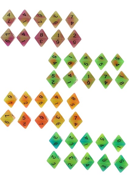 Yeşil Turuncu Tarzı Ded Zar Seti D8 Dices Oyunlar Için Parlak Renkler Casino Hediyeler Öğretim (Yurt Dışından) fiyatları