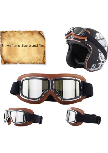 D Stili Motosiklet Gözlükleri Gözlükler Vintage Moto Klasik Gözlükler Pilot Steampunk Atv Bisiklet Bakır Kask (Yurt Dışından)