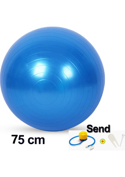 75 cm Mavi Stil Yoga Topu 75CM 65CM 55CM Pompa Seti ile Fitness Denge Topları Ev Pilates Masaj Topu Eğitimi Spor Salonu Egzersizi Yoga Topu Seti (Yurt Dışından)