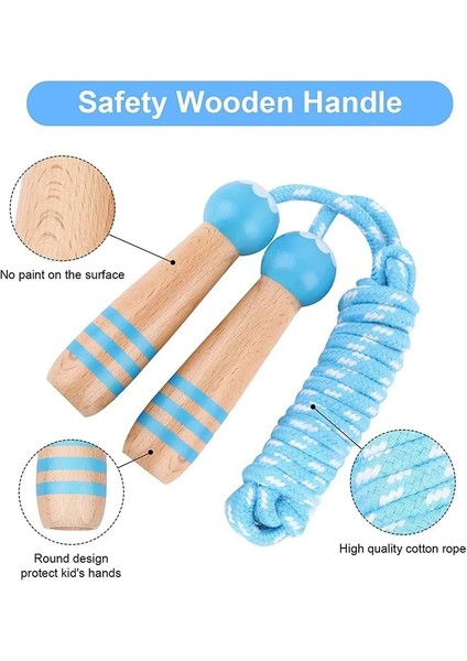 Mavi Stil Çocuklar Için Atlama Ipi Ahşap Saplı Vücut Geliştirme Erkek ve Kız Ayarlanabilir Ip Atlama Ipi Crossfit Fitness Ekipmanları Açık Egzersiz (Yurt Dışından) indirimleri