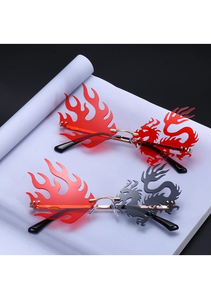 Siyah Stil Yeni Benzersiz Çerçevesiz Punk Güneş Gözlüğü Kadın Moda Ejderha ve Phoenix Gözlük Erkekler Kadın Tonları Için Renkli Parti Gözlük (Yurt Dışından) fırsatları