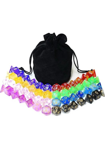 A18 Stili Dnd Rpg Mtg Oyunları Için Büyük Kadife Kılıflı Paket Zar Seti D4 D6 D8 D10 D% D12 20 (Yurt Dışından)