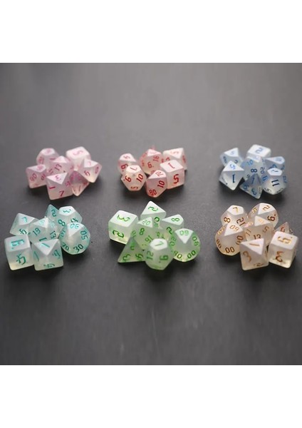 Gn Stili 100% Yeni Yanardöner Glitter Çokyüzlü Zar Seti D4 D6 D8 D10 D% D12 D20 Masa Oyunu Için (Yurt Dışından) modelleri