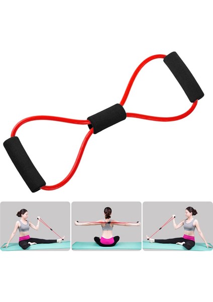 Kırmızı Stil 8 Şekilli Direnç Eğitimi Kas Elastik Bant Tüp Ağırlık Kontrolü Fitness Egzersiz Kadın Çekme Halatı Kırmızı Yoga Pilates Fitness (Yurt Dışından) fırsatları