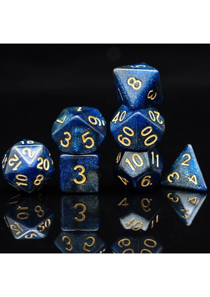 Mavi ve Siyah Stil Et Galaxy Dnd Zar D&d Zar D4 D6 D8 D10 D% D12 D20 Mtg Rpg Için Çokyüzlü Oyunlar Zar Seti (Yurt Dışından)