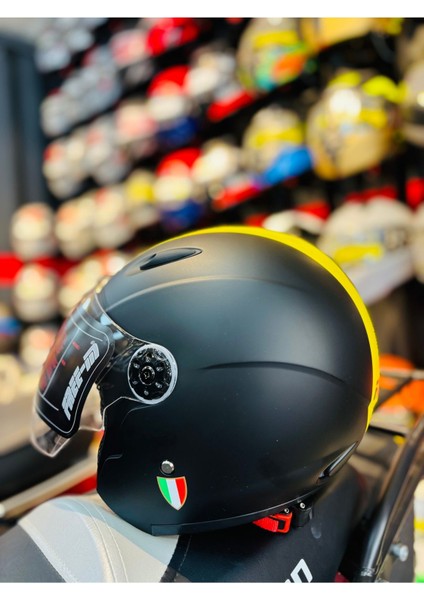 601 Yarım Açık Motosiklet Kaskı (Siyah-Neon) modelleri
