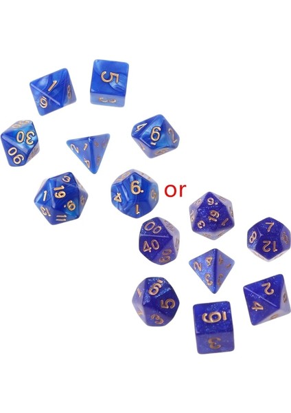 Mavi Stil Dragon Pathfinder D20 D12 2XD10 D8 D6 D4 Için Oluklu Zar Altın Numaraları (Yurt Dışından)